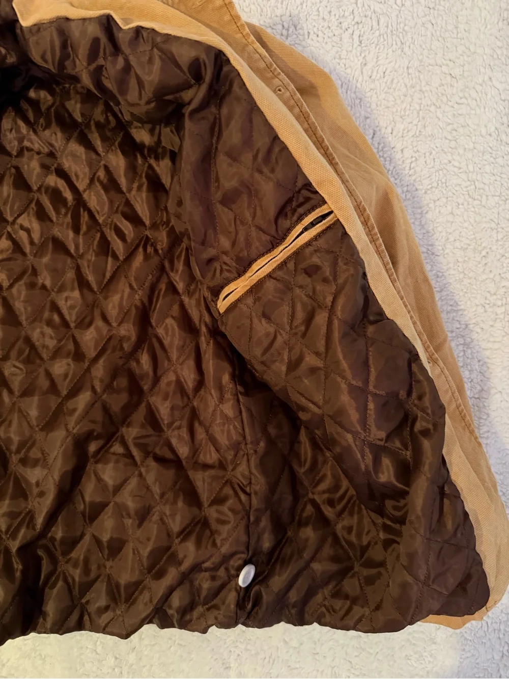 Men's Tan Workwear Jacket with Quilted Lining - Picture 3 of 7